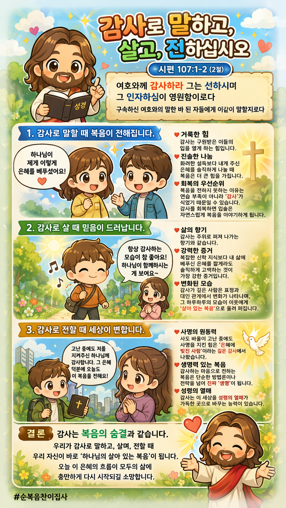 감사로 말하고, 살고, 전하십시오 (시편 107:1-2)
