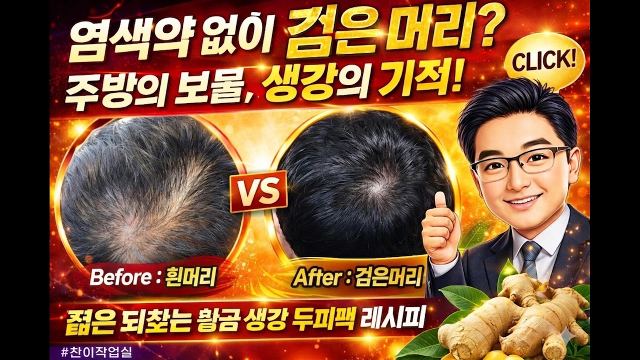🌿 염색약 없이 흰머리가 다시 검어진다고요?주방에 있는 생강 하나로 잠든 모근을 깨우는 방법— 직접 써봤습니다